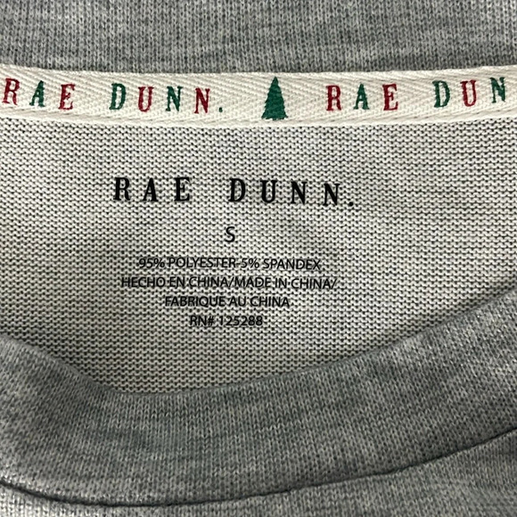 Rae Dunn Believe Christmas Crewneck Sweater Top Size Small Gray Red Soft - Picture 6 of 10